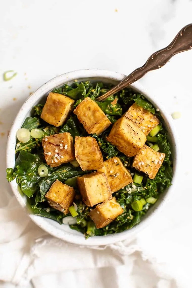 Massaged Kale Salad with Crispy Tofu